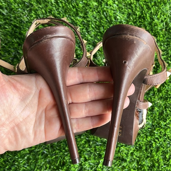 JORGE ALEX Leopard Print Gold Studded Calf Hair Heels size 38 EU/ US 7.5 women - Picture 7 of 12